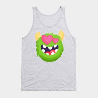 Green hairy valentine monster with heart eye Tank Top